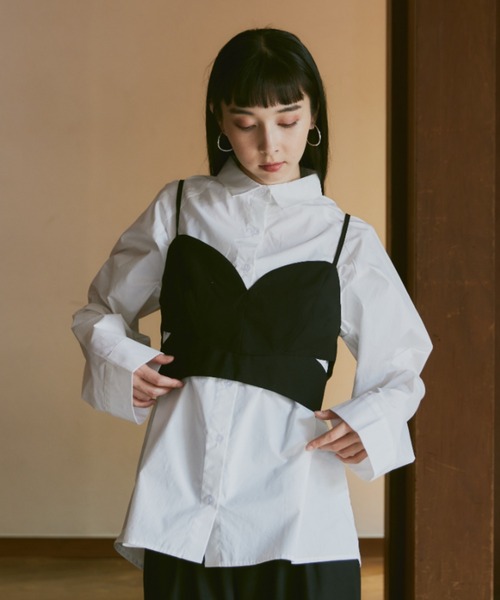 Happy John(ハッピージョン)の「slit design bustier/スリットデザインビスチェ(ベスト・レディース・ブラウン/ベージュ/ブラック/グレー・FREE)」の5枚目の写真