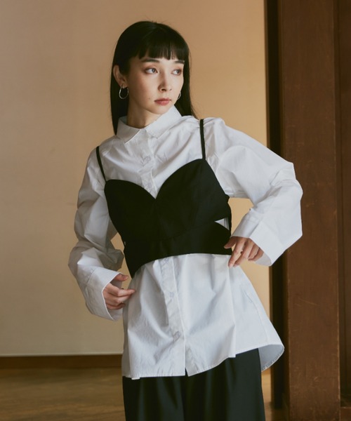 Happy John(ハッピージョン)の「slit design bustier/スリットデザインビスチェ(ベスト・レディース・ブラウン/ベージュ/ブラック/グレー・FREE)」の6枚目の写真