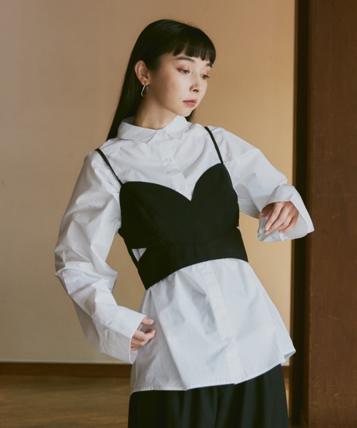 Happy John(ハッピージョン)の「slit design bustier/スリットデザインビスチェ(ベスト・レディース・ブラウン/ベージュ/ブラック/グレー・FREE)」の7枚目の写真