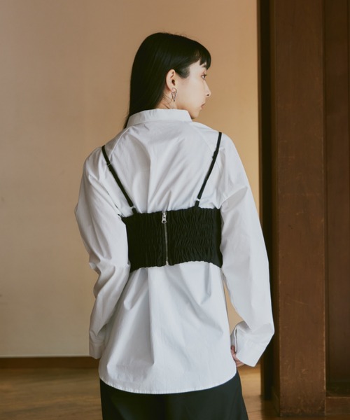 Happy John(ハッピージョン)の「slit design bustier/スリットデザインビスチェ(ベスト・レディース・ブラウン/ベージュ/ブラック/グレー・FREE)」の10枚目の写真