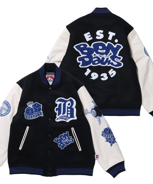 BEN DAVIS（ベンデイビス）の「【BEN DAVIS(ベンデイビス)】 BD STADIUM JACKET / レザー ワッペン ジャケット スタジャン（スタジャン・メンズ・ブラウン/ホワイト/ブルー/ブラック・X-LARGE/MEDIUM/LARGE）」の4枚目の写真