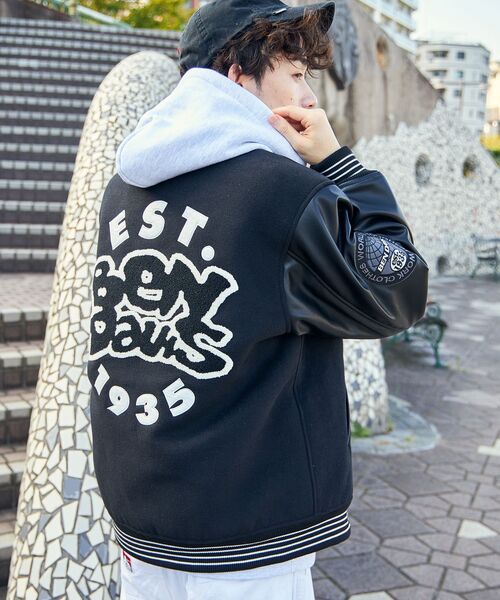 BEN DAVIS（ベンデイビス）の「【BEN DAVIS(ベンデイビス)】 BD STADIUM JACKET / レザー ワッペン ジャケット スタジャン（スタジャン・メンズ・ブラウン/ホワイト/ブルー/ブラック・X-LARGE/MEDIUM/LARGE）」の13枚目の写真