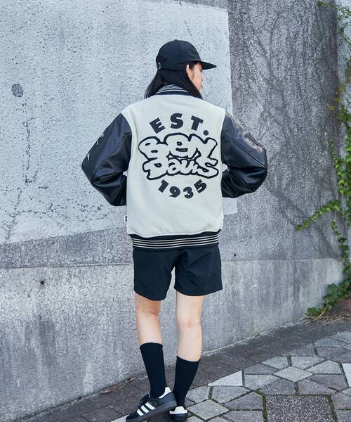 BEN DAVIS（ベンデイビス）の「【BEN DAVIS(ベンデイビス)】 BD STADIUM JACKET / レザー ワッペン ジャケット スタジャン（スタジャン・メンズ・ブラウン/ホワイト/ブルー/ブラック・X-LARGE/MEDIUM/LARGE）」の17枚目の写真