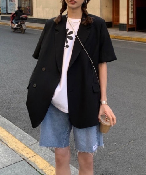 Sibra(シブラ)の「2点セット ツイルジャケット+ショート丈パンツ(セットアップ・レディース・ブラック/ミント/アイボリー/ブルー・M)」の10枚目の写真