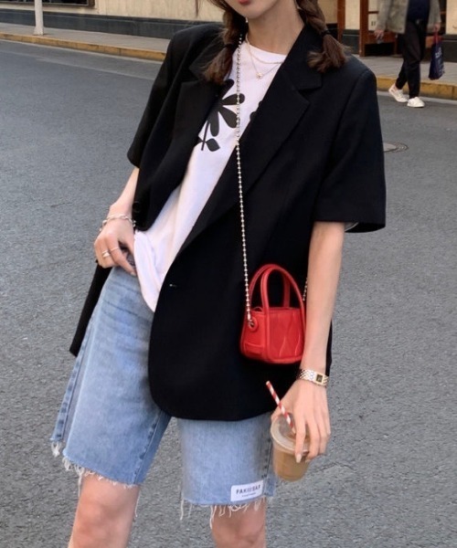Sibra(シブラ)の「2点セット ツイルジャケット+ショート丈パンツ(セットアップ・レディース・ブラック/ミント/アイボリー/ブルー・M)」の11枚目の写真