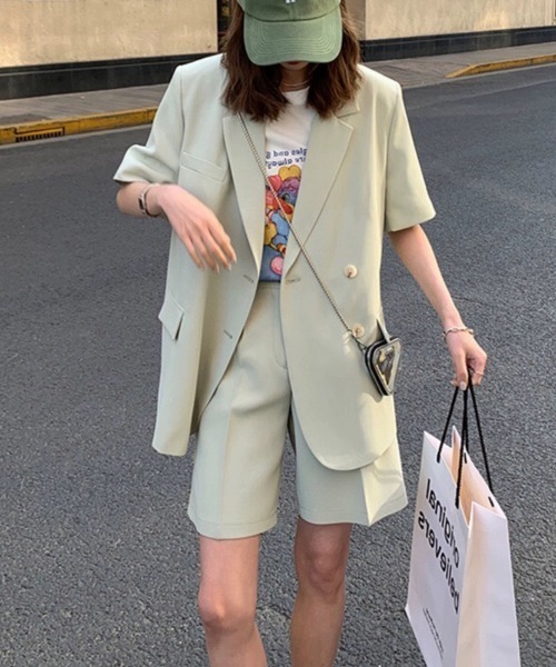 Sibra(シブラ)の「2点セット ツイルジャケット+ショート丈パンツ(セットアップ・レディース・ブラック/ミント/アイボリー/ブルー・M)」の20枚目の写真