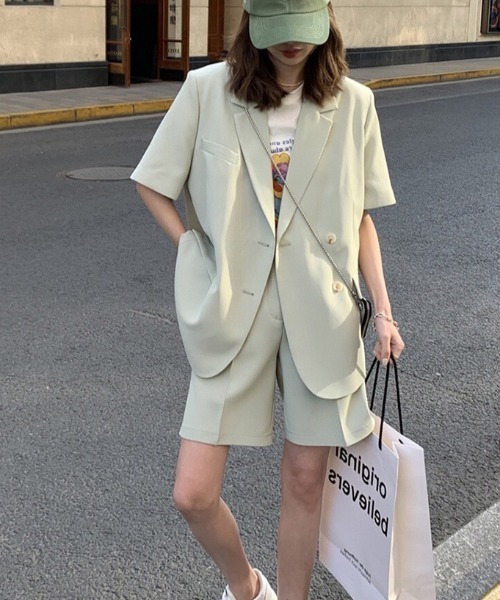Sibra(シブラ)の「2点セット ツイルジャケット+ショート丈パンツ(セットアップ・レディース・ブラック/ミント/アイボリー/ブルー・M)」の19枚目の写真