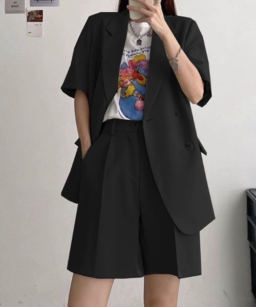 Sibra(シブラ)の「2点セット ツイルジャケット+ショート丈パンツ(セットアップ・レディース・ブラック/ミント/アイボリー/ブルー・M)」の18枚目の写真
