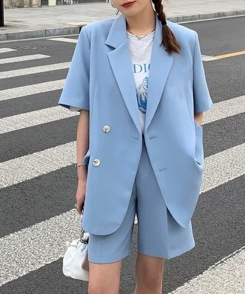 Sibra(シブラ)の「2点セット ツイルジャケット+ショート丈パンツ(セットアップ・レディース・ブラック/ミント/アイボリー/ブルー・M)」の21枚目の写真