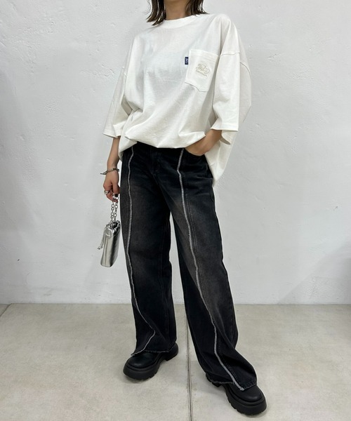 WHO'S WHO gallery（フーズフーギャラリー）の「COOPER FACT ヘビーウェイト ビッグ 刺繍ポケットTEE（Tシャツ/カットソー・メンズ・ブラック/チャコールグレー/ネイビー/ホワイト・FREE）」の7枚目の写真