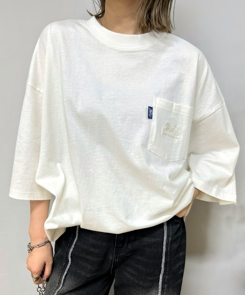 WHO'S WHO gallery（フーズフーギャラリー）の「COOPER FACT ヘビーウェイト ビッグ 刺繍ポケットTEE（Tシャツ/カットソー・メンズ・ブラック/チャコールグレー/ネイビー/ホワイト・FREE）」の5枚目の写真