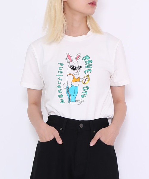 PUNYUS（プニュズ）の「RAVE ON WONDERLAND Tシャツ（Tシャツ/カットソー・レディース・オレンジ/ホワイト/ブラック・2/1/4/3）」の2枚目の写真