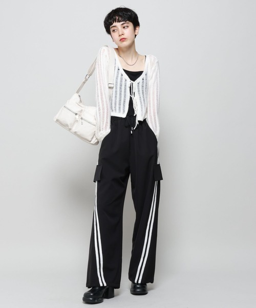 PAGEBOY（ページボーイ）の「フェザーメッシュカーディガン（カーディガン/ボレロ・レディース・オフホワイト/ブラック・FREE）」の6枚目の写真