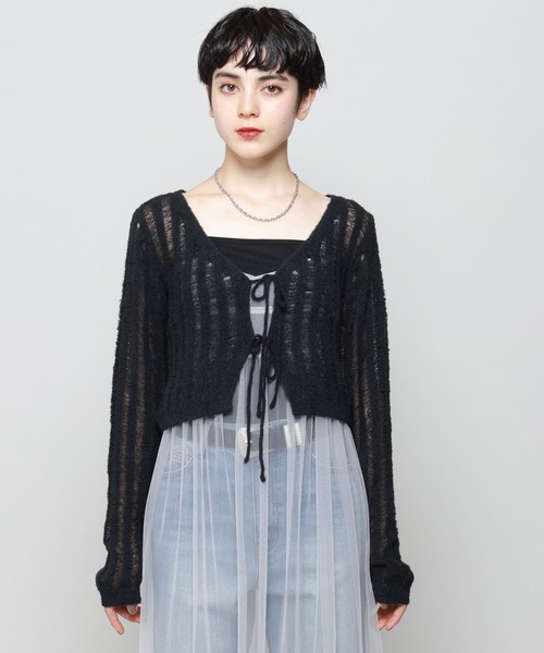 PAGEBOY（ページボーイ）の「フェザーメッシュカーディガン（カーディガン/ボレロ・レディース・オフホワイト/ブラック・FREE）」の11枚目の写真