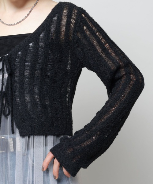 PAGEBOY（ページボーイ）の「フェザーメッシュカーディガン（カーディガン/ボレロ・レディース・オフホワイト/ブラック・FREE）」の16枚目の写真