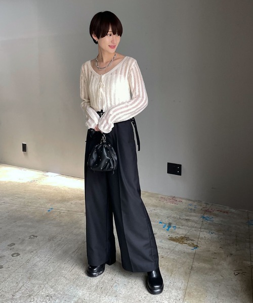 PAGEBOY（ページボーイ）の「フェザーメッシュカーディガン（カーディガン/ボレロ・レディース・オフホワイト/ブラック・FREE）」の20枚目の写真