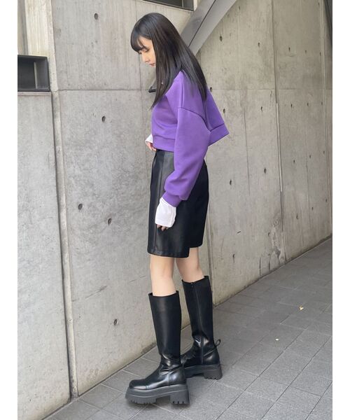 MURUA（ムルーア）の「カラージップショートトップス【WEB限定スウェット】（スウェット・レディース・ホワイト/ブラック/パープル/マスタード・FREE）」の9枚目の写真