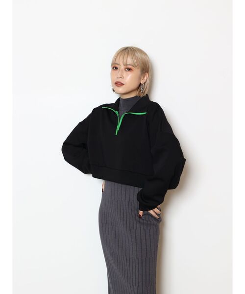 MURUA（ムルーア）の「カラージップショートトップス【WEB限定スウェット】（スウェット・レディース・ホワイト/ブラック/パープル/マスタード・FREE）」の22枚目の写真