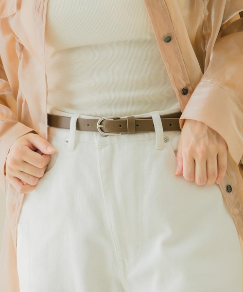 SMELLY（スメリー）の「オーバルシングルピンベルト（ベルト・レディース・ブラウン/ブラック・-）」の2枚目の写真