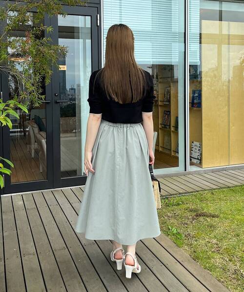 couture brooch（クチュールブローチ）の「◆【襟元デザイン2WAY】パール調バックル配色タイ5分袖ニット（ニット/セーター・レディース・ライトベージュ/ブラック/ブラウン系その他・42/38）」の19枚目の写真