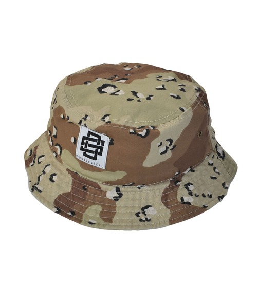 DOUBLE STEAL（ダブルスティール）の「DS織ネーム バケットハット（キャップ・メンズ・ブラウン系カモフラージュ/ブラック・FREE）」の2枚目の写真