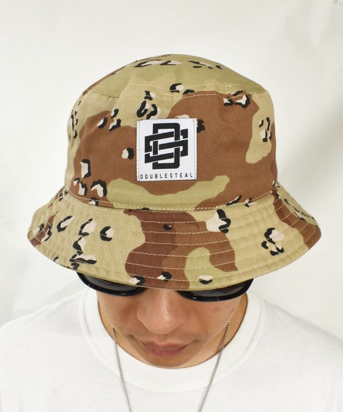 DOUBLE STEAL（ダブルスティール）の「DS織ネーム バケットハット（キャップ・メンズ・ブラウン系カモフラージュ/ブラック・FREE）」の10枚目の写真