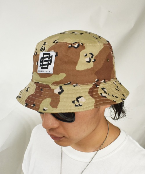 DOUBLE STEAL（ダブルスティール）の「DS織ネーム バケットハット（キャップ・メンズ・ブラウン系カモフラージュ/ブラック・FREE）」の11枚目の写真