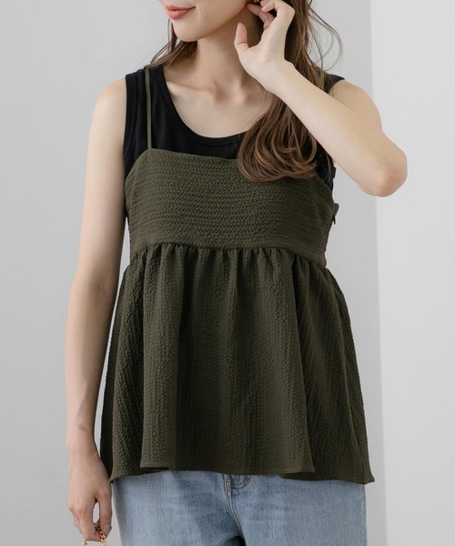 URBAN RESEARCH Sonny Label（アーバンリサーチサニーレーベル）の「ビスチェギャザーキャミソール（その他トップス・レディース・グリーン系その他/ブラック系その他/ブラック・FREE）」の5枚目の写真