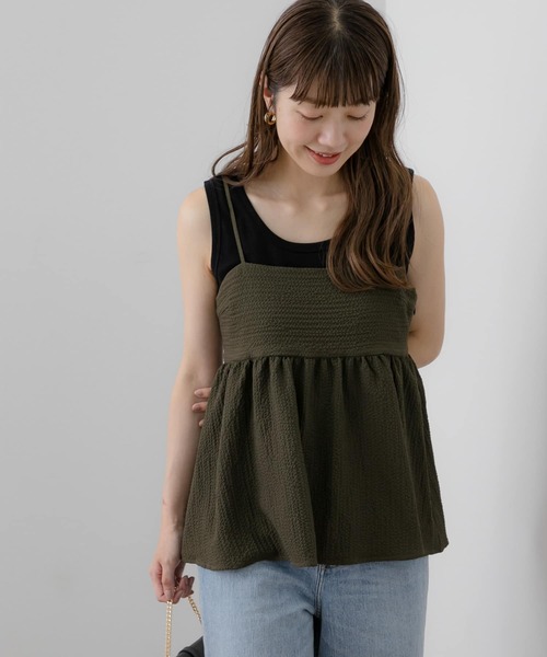 URBAN RESEARCH Sonny Label（アーバンリサーチサニーレーベル）の「ビスチェギャザーキャミソール（その他トップス・レディース・グリーン系その他/ブラック系その他/ブラック・FREE）」の6枚目の写真