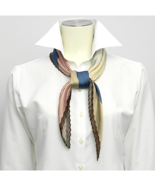 TOKYO SHIRTS（トウキョウシャツ）の「プリーツスカーフ（バンダナ/スカーフ・レディース・チャコールグレー/ライトブラウン・FREE）」の8枚目の写真
