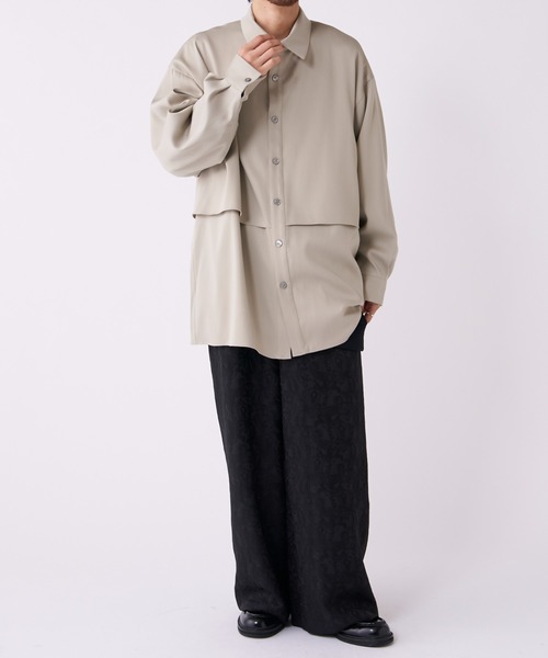 Lui's（ルイス）の「レイヤードサテンシャツブルゾン（シャツ/ブラウス