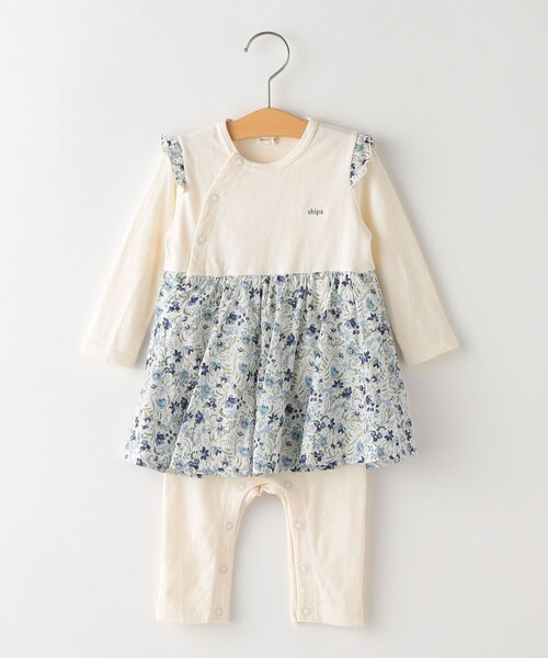 SHIPS(シップス)の「SHIPS KIDS:70~80cm / 花柄 スカート 長袖 ロンパース(ロンパース・キッズ・ブルー系その他/ライトイエロー・80/70)」の2枚目の写真