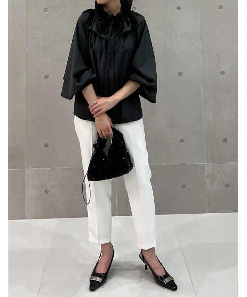 Re:EDIT(リエディ)の「ギャザーリボンフリルブラウス(シャツ/ブラウス・レディース・ホワイト/ブラック/ベージュ・MEDIUM/LARGE)」の12枚目の写真