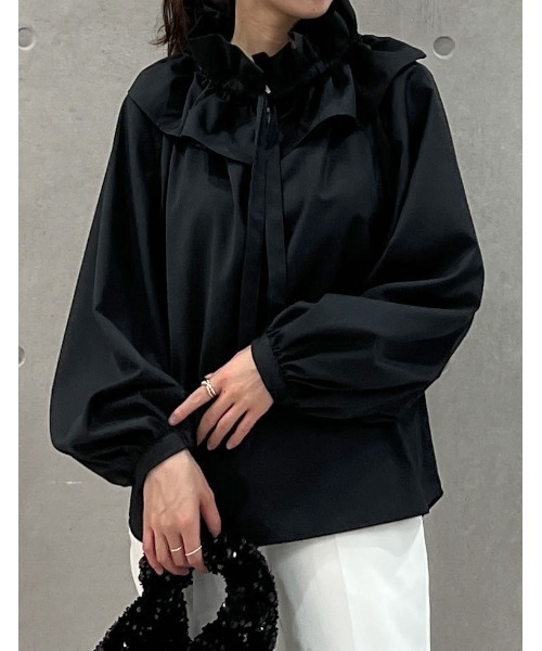 Re:EDIT(リエディ)の「ギャザーリボンフリルブラウス(シャツ/ブラウス・レディース・ホワイト/ブラック/ベージュ・MEDIUM/LARGE)」の13枚目の写真