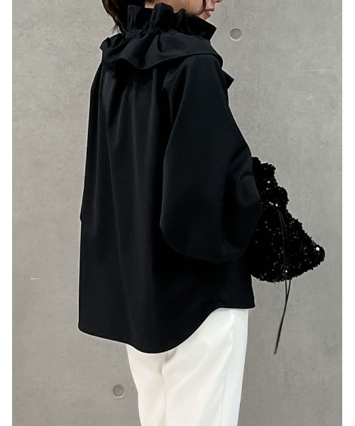 Re:EDIT(リエディ)の「ギャザーリボンフリルブラウス(シャツ/ブラウス・レディース・ホワイト/ブラック/ベージュ・MEDIUM/LARGE)」の14枚目の写真