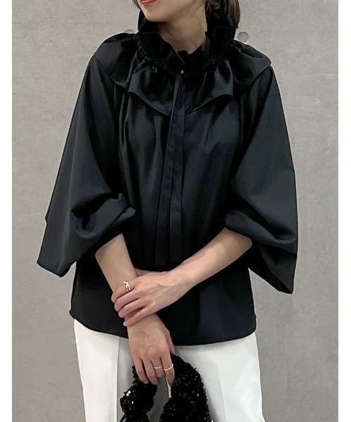 Re:EDIT(リエディ)の「ギャザーリボンフリルブラウス(シャツ/ブラウス・レディース・ホワイト/ブラック/ベージュ・MEDIUM/LARGE)」の17枚目の写真