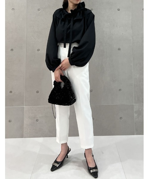 Re:EDIT(リエディ)の「ギャザーリボンフリルブラウス(シャツ/ブラウス・レディース・ホワイト/ブラック/ベージュ・MEDIUM/LARGE)」の18枚目の写真