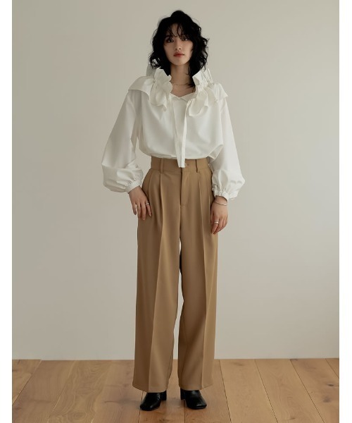 Re:EDIT(リエディ)の「ギャザーリボンフリルブラウス(シャツ/ブラウス・レディース・ホワイト/ブラック/ベージュ・MEDIUM/LARGE)」の19枚目の写真