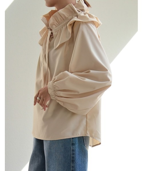 Re:EDIT(リエディ)の「ギャザーリボンフリルブラウス(シャツ/ブラウス・レディース・ホワイト/ブラック/ベージュ・MEDIUM/LARGE)」の7枚目の写真