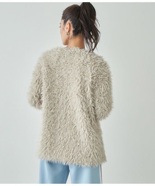 ANAP(アナップ)の「ボアノーカラージャケット(ノーカラージャケット・レディース・グレイッシュベージュ/アイボリー/ブラック・FREE)」の8枚目の写真