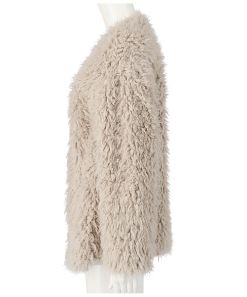 ANAP(アナップ)の「ボアノーカラージャケット(ノーカラージャケット・レディース・グレイッシュベージュ/アイボリー/ブラック・FREE)」の12枚目の写真