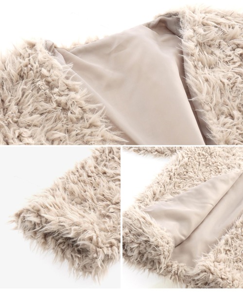 ANAP(アナップ)の「ボアノーカラージャケット(ノーカラージャケット・レディース・グレイッシュベージュ/アイボリー/ブラック・FREE)」の13枚目の写真