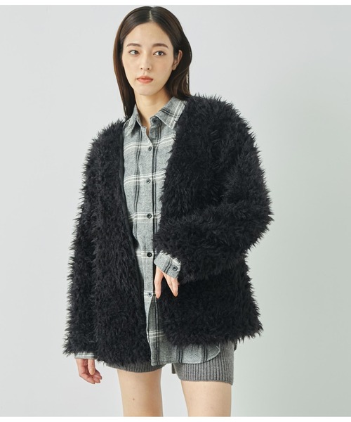 ANAP(アナップ)の「ボアノーカラージャケット(ノーカラージャケット・レディース・グレイッシュベージュ/アイボリー/ブラック・FREE)」の18枚目の写真