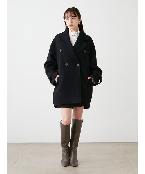 SNIDEL（スナイデル）の「Sustainableコクーンウールコート（その他アウター・レディース・ベージュ/ブラック・0/1）」の3枚目の写真