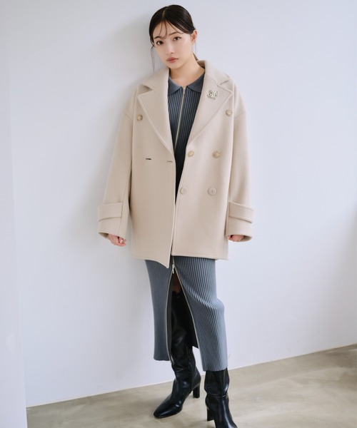 SNIDEL（スナイデル）の「Sustainableコクーンウールコート（その他アウター・レディース・ベージュ/ブラック・0/1）」の17枚目の写真