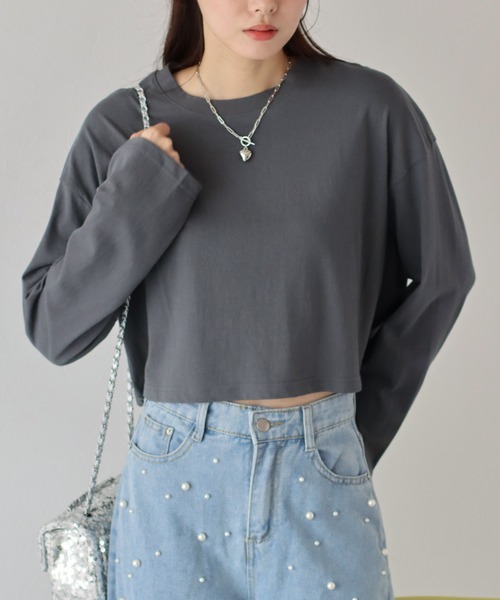 BLUEEAST(ブルーイースト)の「ワイドスリーブショート丈ロンT(Tシャツ/カットソー・レディース・ホワイト/ブラック/グレー/ブルー/ライトグレー/ライトブルー・MEDIUM)」の10枚目の写真