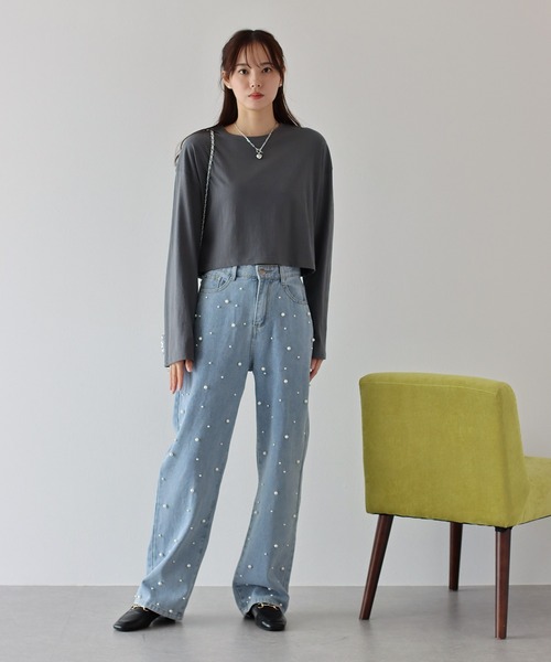 BLUEEAST(ブルーイースト)の「ワイドスリーブショート丈ロンT(Tシャツ/カットソー・レディース・ホワイト/ブラック/グレー/ブルー/ライトグレー/ライトブルー・MEDIUM)」の12枚目の写真