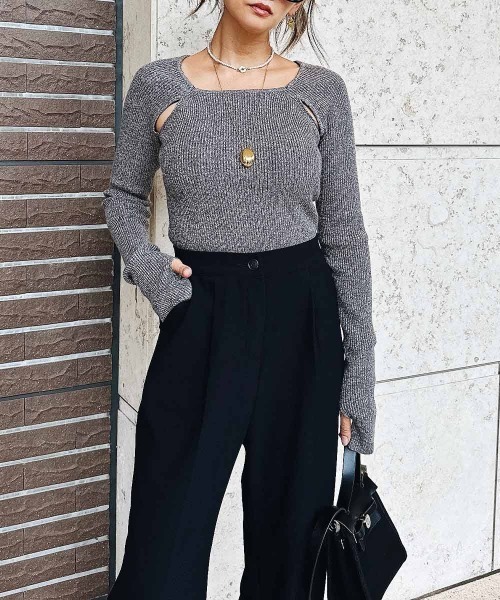 esutoreja(エストレジャ)の「カットデザインニット(ニット/セーター・レディース・チャコール/グレー系その他/グレー・FREE)」の3枚目の写真