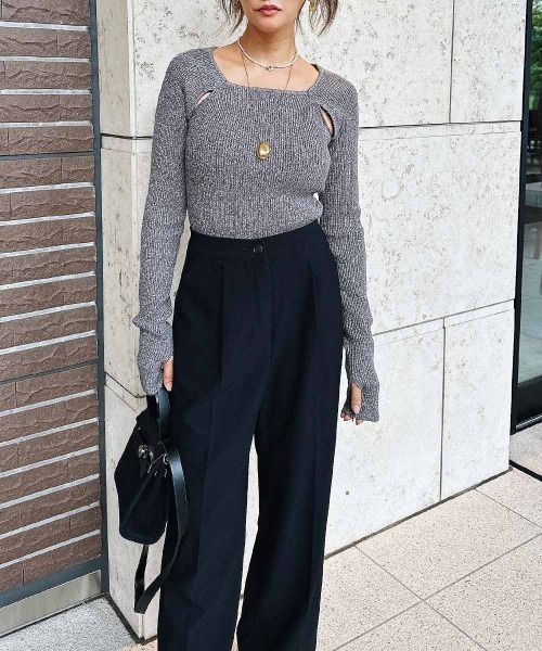 esutoreja(エストレジャ)の「カットデザインニット(ニット/セーター・レディース・チャコール/グレー系その他/グレー・FREE)」の5枚目の写真