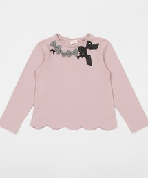 mezzo piano（メゾピアノ）の「裾スカラップ　リボンイッパイ長袖Tシャツ（Tシャツ/カットソー・キッズ）」
